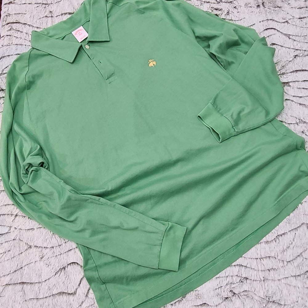 Brooks Brothers Green Long Sleeved Logo Polo Shirt